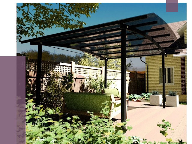 Навесы для террасы в Приморско-Ахтарске от 12926 руб. под ключ | ПРОЛЁТ-Прр