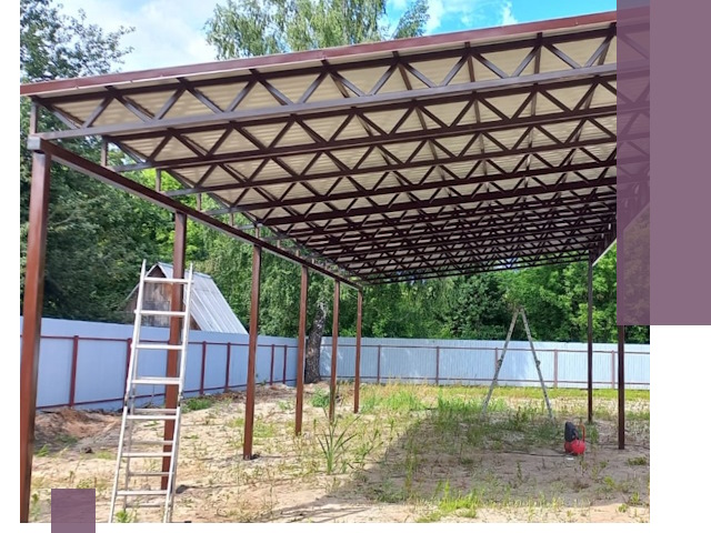 Односкатные навесы под ключ в Приморско-Ахтарске — изготовление и монтаж