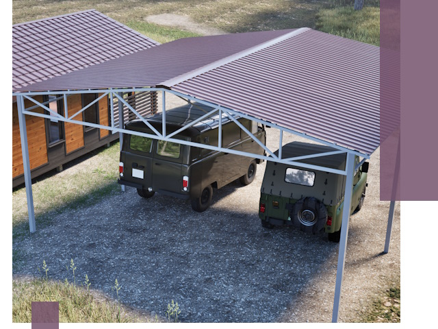 Двускатные навесы под ключ в Приморско-Ахтарске — изготовление и монтаж